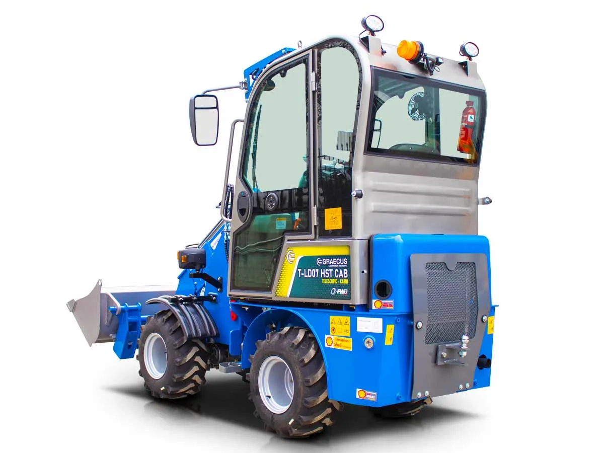 T-LD07 HST Cab Perkins | Graecus | Μίνι τηλεσκοπικός υδροστατικός τροχοφόρος φορτωτής με καμπίνα 4×4 4WD