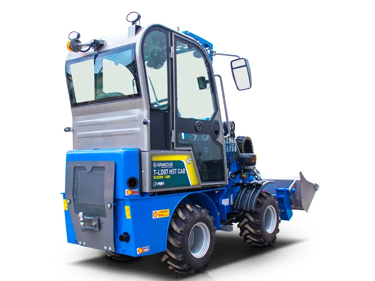 T-LD07 HST Cab Perkins | Graecus | Μίνι τηλεσκοπικός υδροστατικός τροχοφόρος φορτωτής με καμπίνα 4×4 4WD