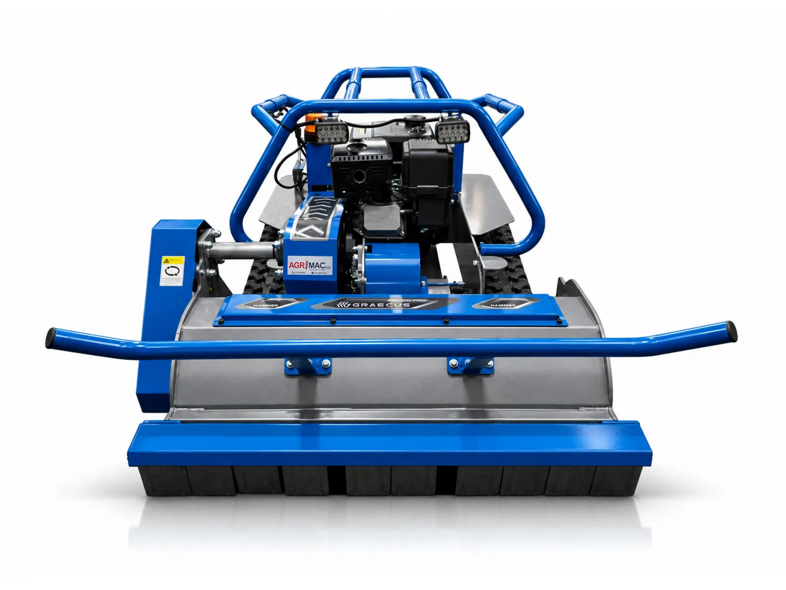 Graecus | RSC100 PRO Hybrid Hammer | Loncin | Τηλεκατευθυνόμενος καταστροφέας 100εκ χόρτων και κλαδιών με σφυριά , υβριδικός, ερπυστριοφόρος, ραδιοχειριστήριο 150m και Loncin 459cc 18hp 