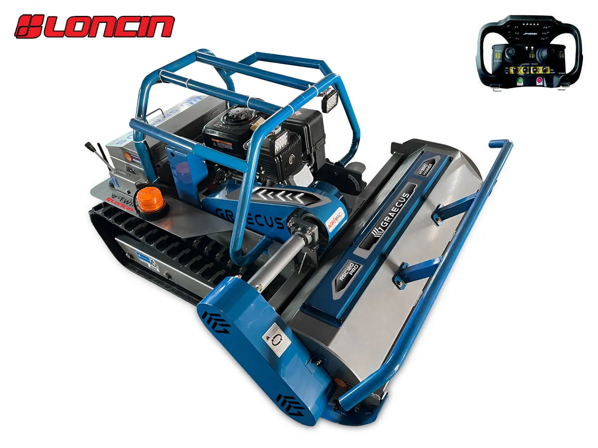 Graecus | RSC120 PRO | Hybrid Hammer V-Twin Loncin Τηλεκατευθυνόμενος καταστροφέας 120εκ χόρτων και κλαδιών με σφυριά