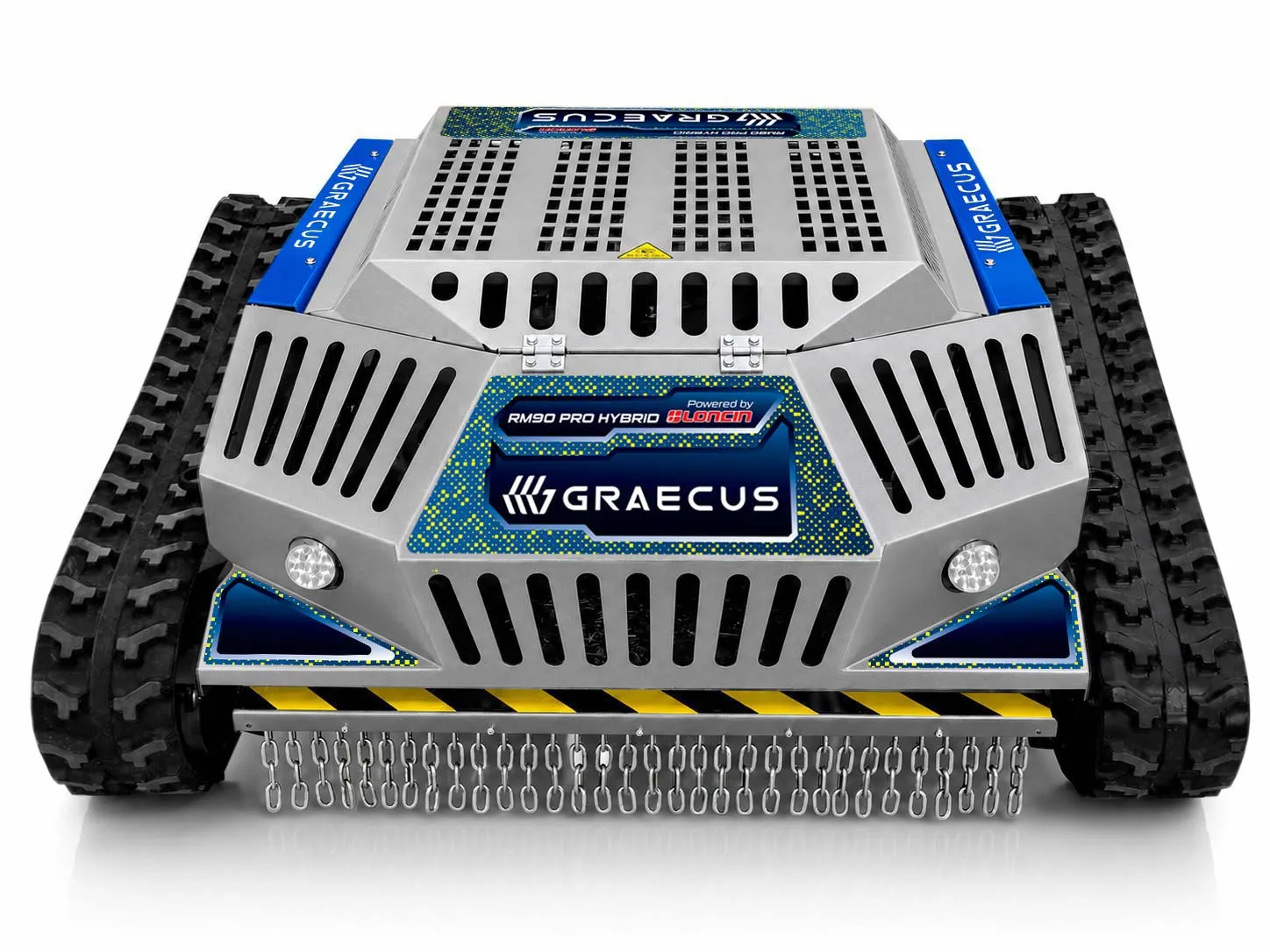 Graecus | RM90 Pro | Μεγάλος ερπυστριοφόρος στελεχοκόπτης με τηλεχειρισμό για επαγγελματικό καθαρισμό μεγάλων εκτάσεων, πρανών, οικοπέδων και φωτοβολταϊκών.