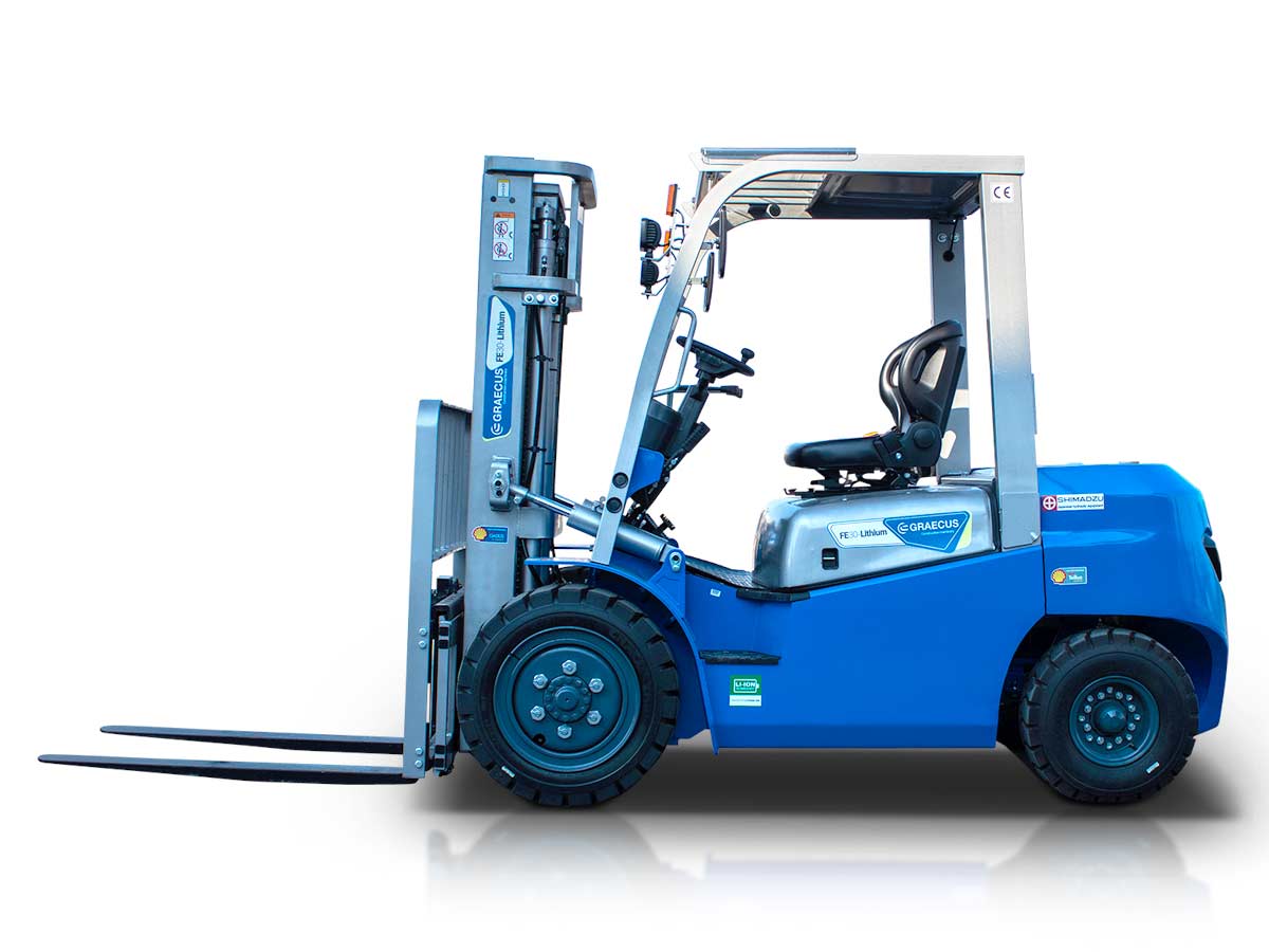 FE25-Lithium PRO | Graecus | Κλάρκ 2.5Τ ηλεκτρικό με μπαταρία λιθίου | Triplex 4500mm | Υδραυλική πλάγια μετατόπιση | Πιρούνια 1220mm 