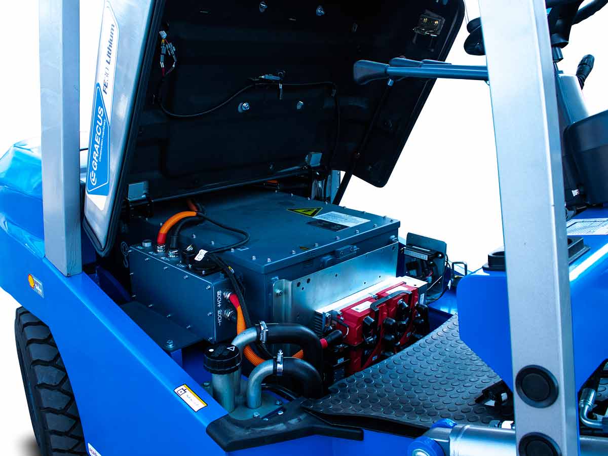 FE25-Lithium | Graecus | Κλάρκ 2.5Τ ηλεκτρικό με μπαταρία λιθίου | Duplex 3000mm | Υδραυλική πλάγια μετατόπιση | Πιρούνια 1220mm 