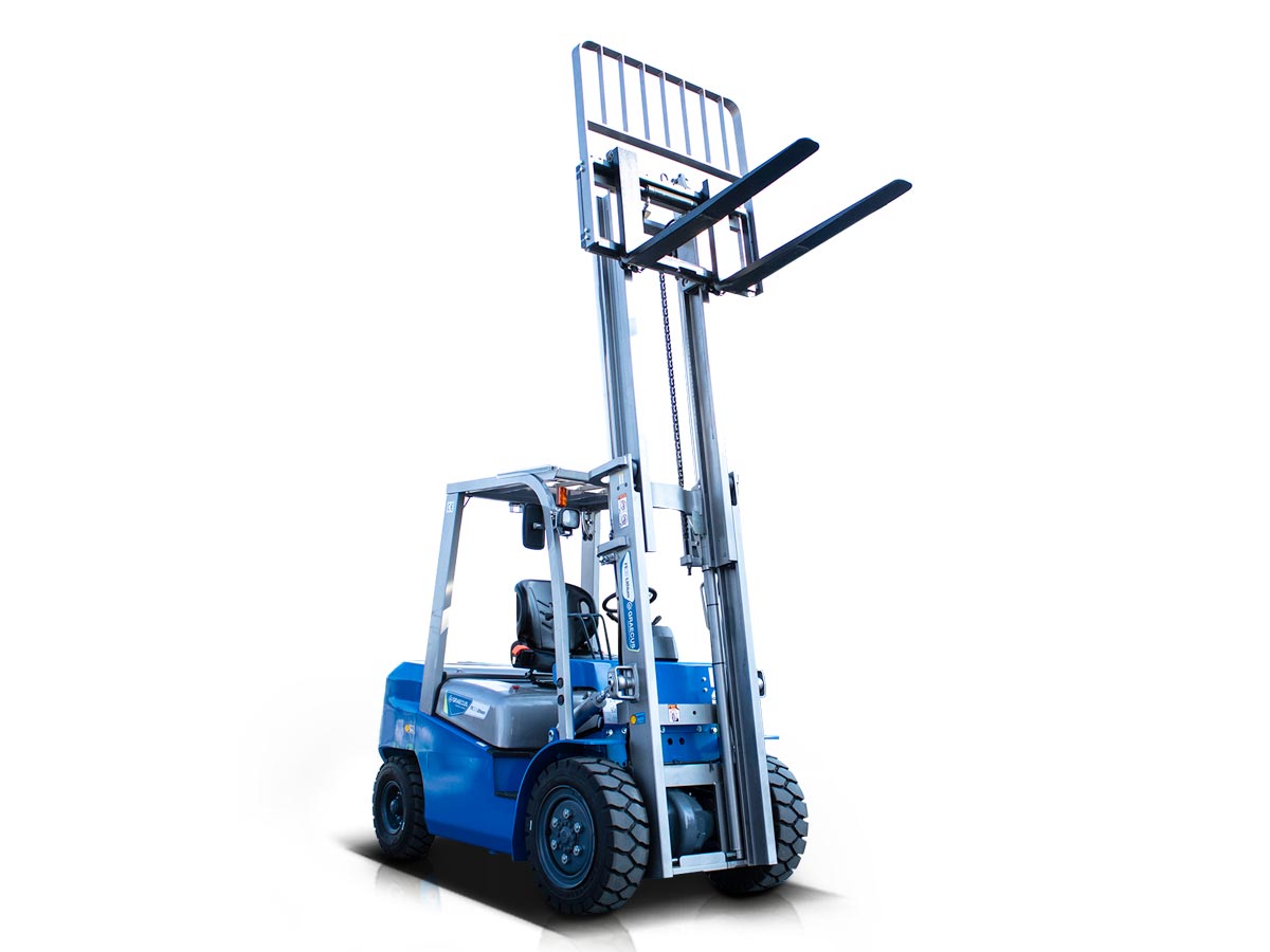 FE25-Lithium | Graecus | Κλάρκ 2.5Τ ηλεκτρικό με μπαταρία λιθίου | Duplex 3000mm | Υδραυλική πλάγια μετατόπιση | Πιρούνια 1220mm 