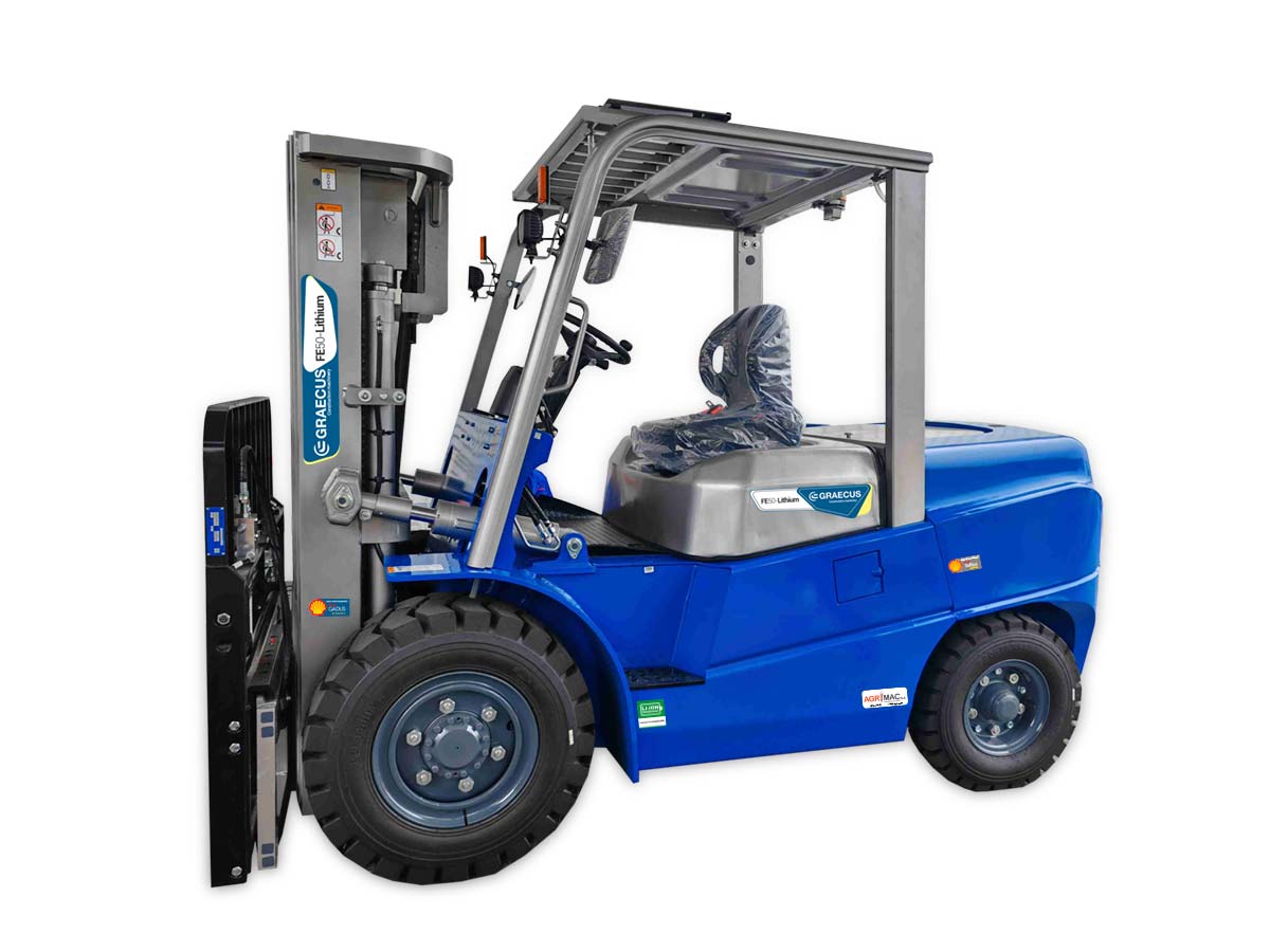 FE50-Lithium | GRAECUS | Κλάρκ 5.0Τ ηλεκτρικό με μπαταρία λιθίου | Duplex 3000mm | Υδραυλική πλάγια μετατόπιση | Πιρούνια 1220mm