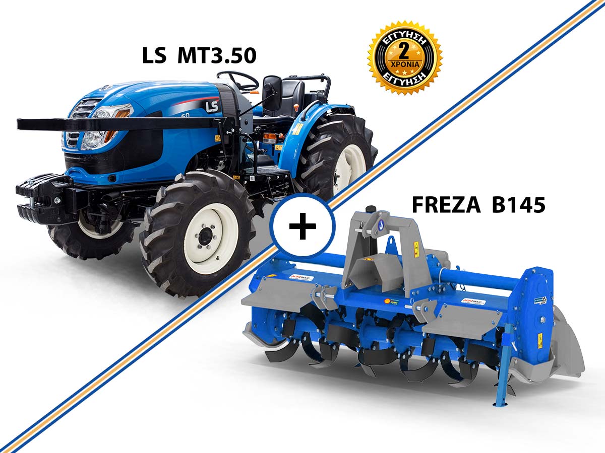 MT3.50 ROPS | LS Tractor | 60hp Δενδροκομικό Αμπελουργικό Τρακτέρ συνδιασμός με GRAECUS FREZA B145