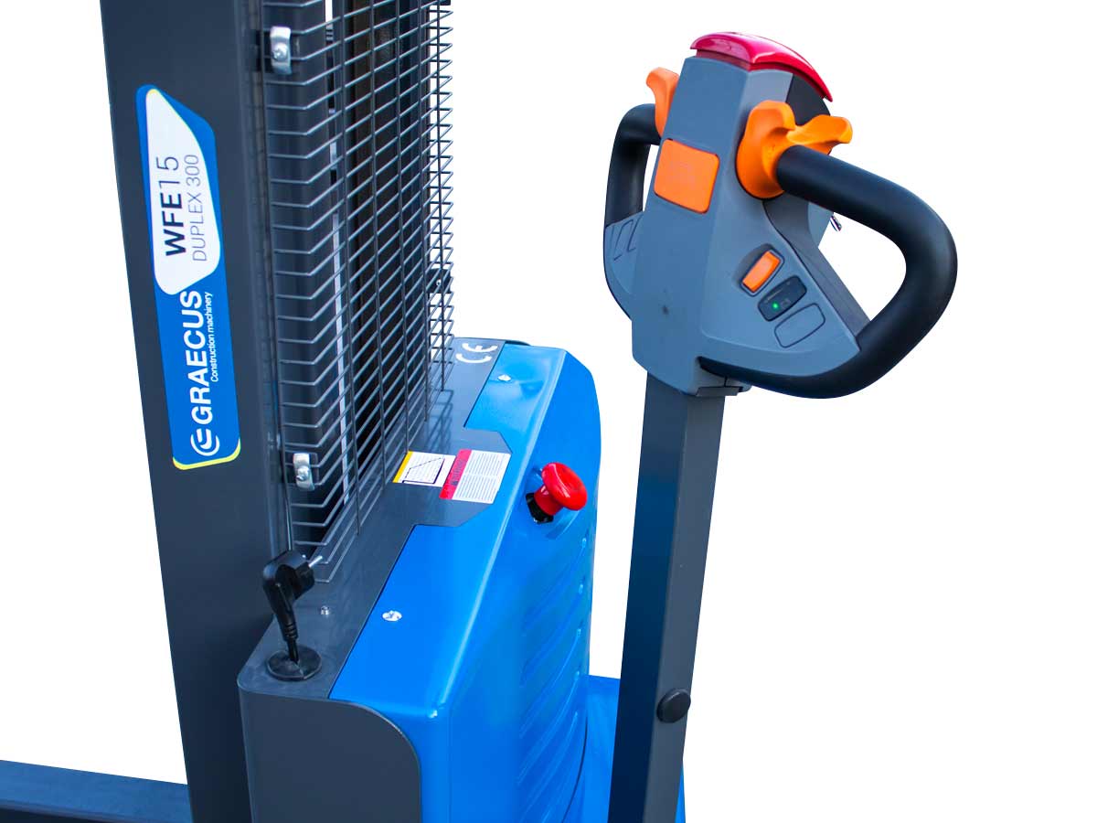 WFE15 Duplex300 | Graecus | Ηλεκτροκίνητο παλετοφόρο 1.5T | DUPLEX 3000mm | ηλεκτροκίνητη κίνηση 4.2 km/h | μηχάνημα πεζού xειριστή 