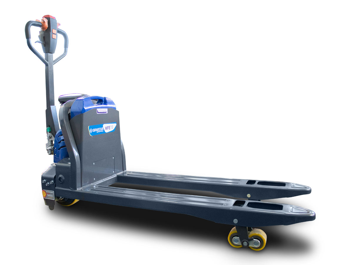 WFE15 | Graecus | Ηλεκτροκίνητο παλετοφόρο 1.5T| ηλεκτροκίνητη ανύψωση 200mm| ηλεκτροκίνητη κίνηση 4.5 km/h| μηχάνημα πεζού xειριστή 