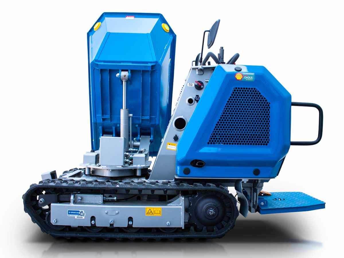  H800S | Graecus / KOOP | Ντάμπερ υδροστατικό με υδραυλική πλευρική εκκένωση, πλατφόρμα αναβάτη 800kg Diesel 