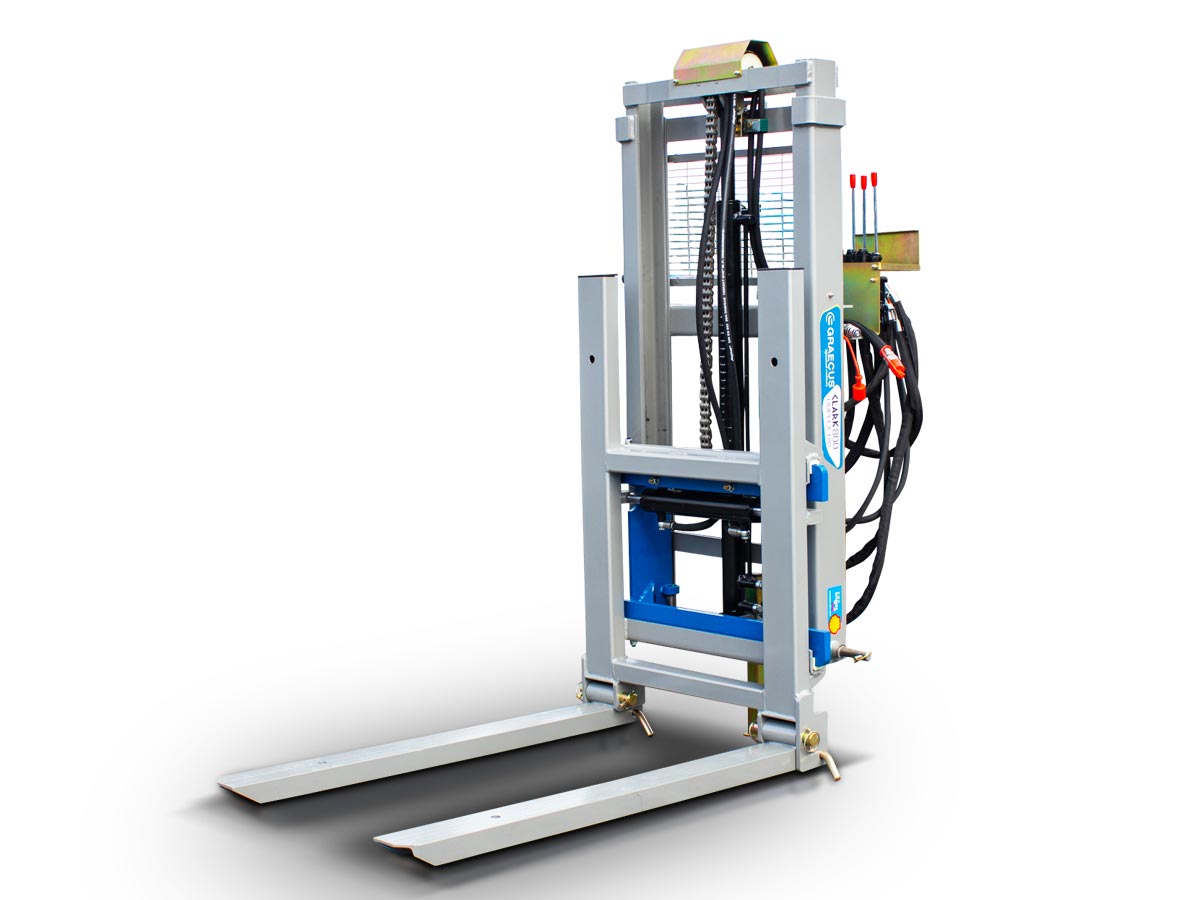 CLARK1500 TRIPLEX250-RC | Graecus | Κλαρκ για τρακτέρ 3 σταδιων με ανύψωση βάρους 1500kg και ύψους 250εκ, υδρ. πλάγια μετατόπιση, υδρ. ρύθμιση μπούμας και ασύρματο χειριστήριο.