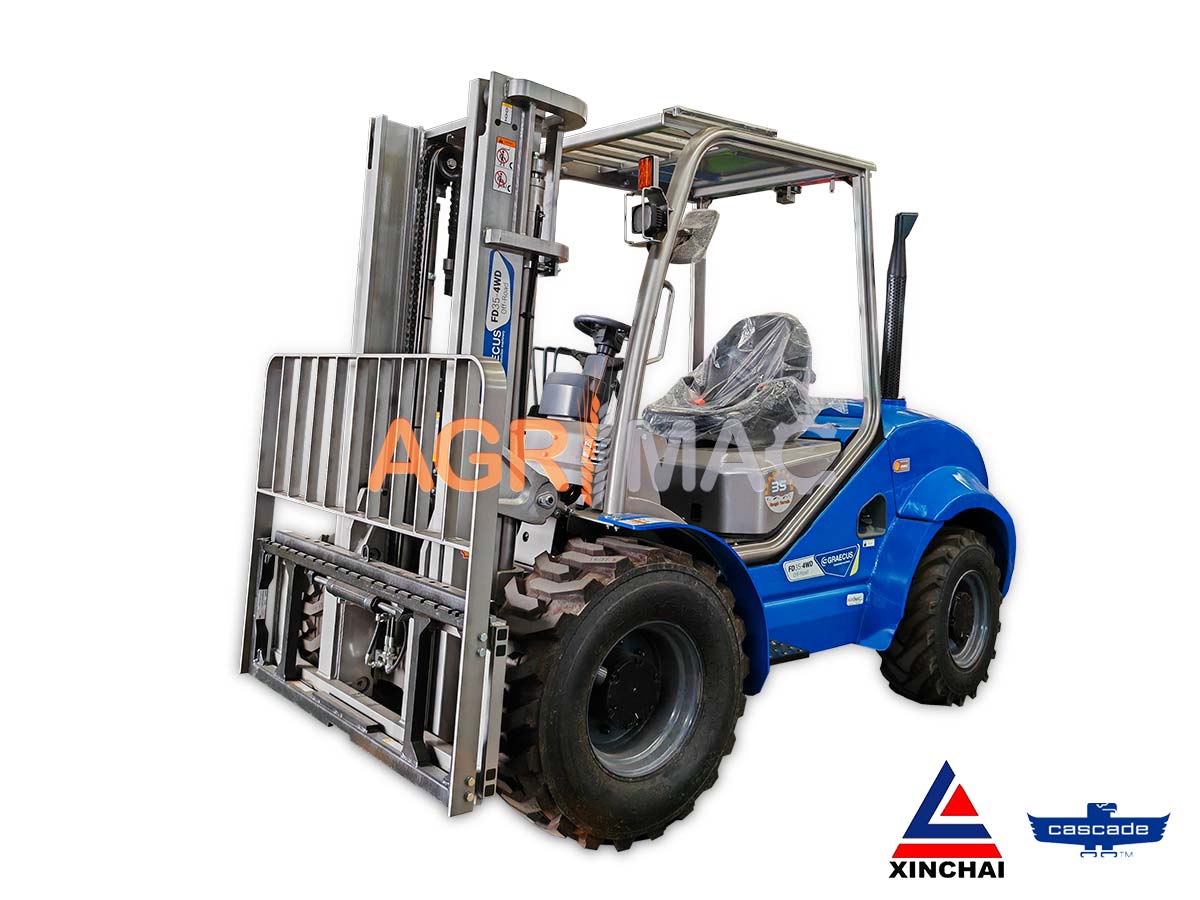 FD35V-4WD Off-Road Hyundai | Graecus | Κλάρκ 3.5Τ Hyundai STAGE V 4×4 Off-Road diesel | Duplex 3000mm | υδραυλική πλάγια μετατόπιση | πιρούνια 1220mm