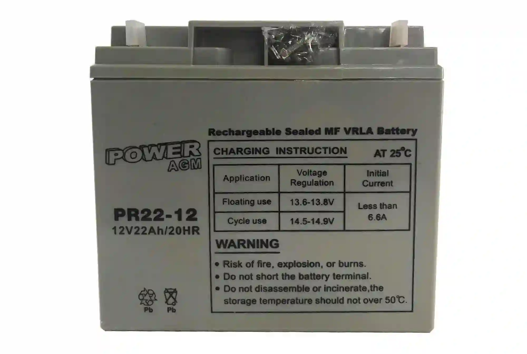 Power AGM PR22-12 Μπαταρία UPS με Χωρητικότητα 22Ah και Τάση 12V